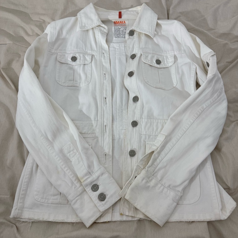 J.Crew White Denim Cargo Jacket • Size Small • Heritage White